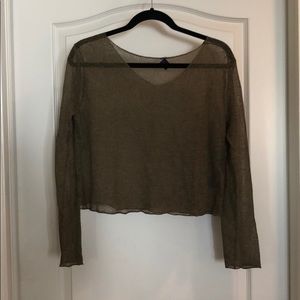 Ralph Lauren Collection taupe linen crop top